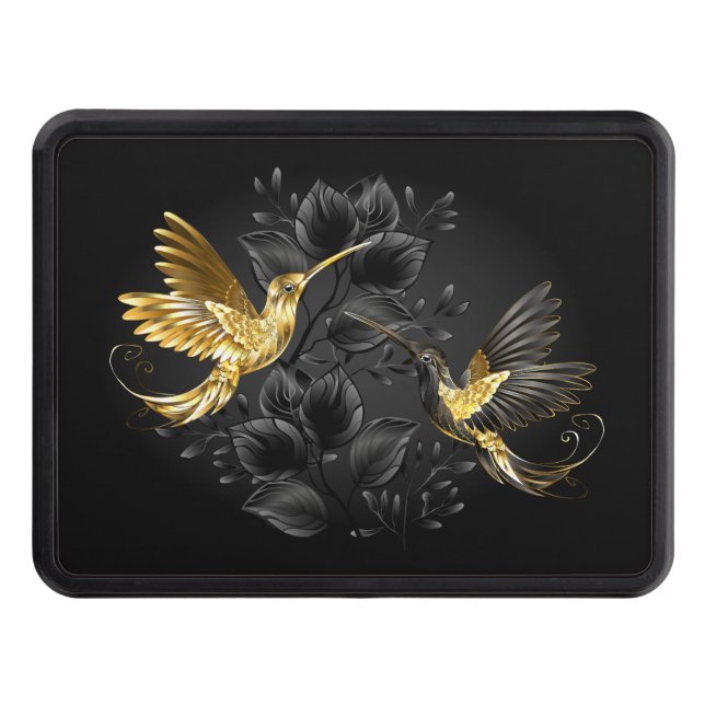 Black and Gold Hummingbird Hitch Cover (Front)