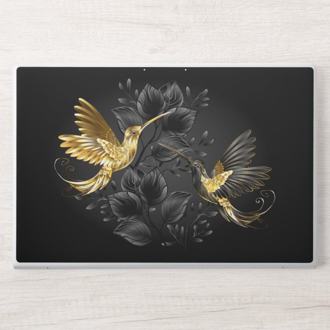 Black and Gold Hummingbird HP Laptop Skin (Front)