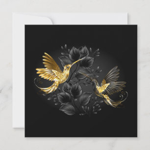 Black and Gold Hummingbird Invitation