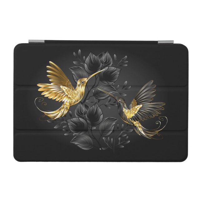 Black and Gold Hummingbird iPad Mini Cover (Horizontal)