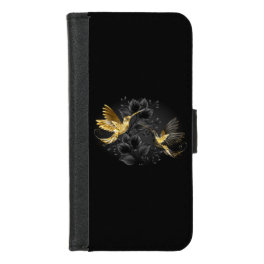 Black and Gold Hummingbird iPhone 8/7 Wallet Case