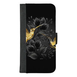 Black and Gold Hummingbird iPhone 8/7 Plus Wallet Case