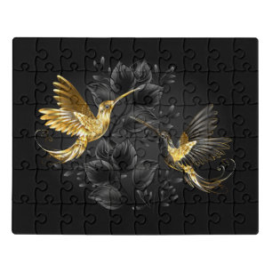 Black and Gold Hummingbird Jigsaw Puzzle