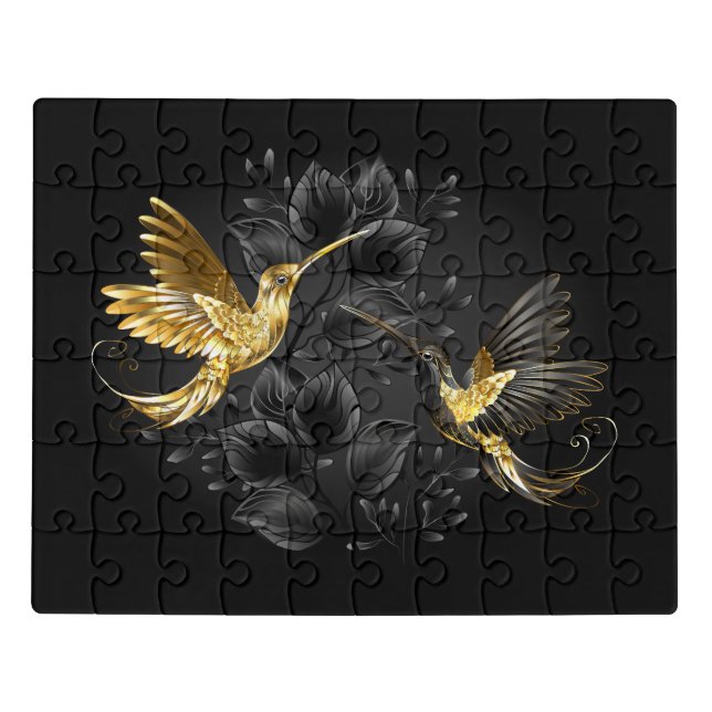 Black and Gold Hummingbird Jigsaw Puzzle (Puzzle Horizontal)