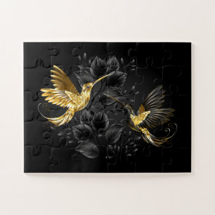Black and Gold Hummingbird Jigsaw Puzzle