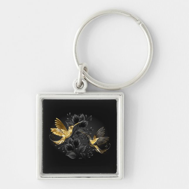Black and Gold Hummingbird Keychain (Front)