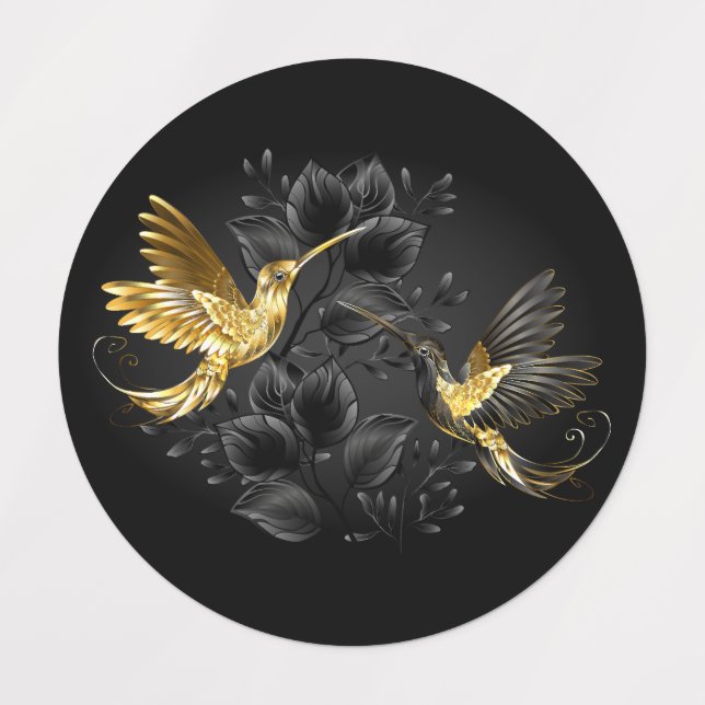 Black and Gold Hummingbird Labels (Design 5)