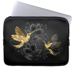 Black and Gold Hummingbird Laptop Sleeve
