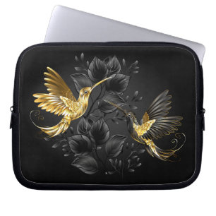 Black and Gold Hummingbird Laptop Sleeve
