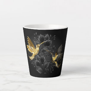Black and Gold Hummingbird Latte Mug