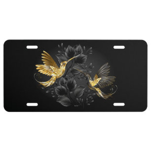 Black and Gold Hummingbird License Plate