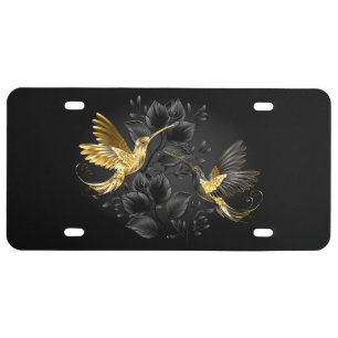 Black and Gold Hummingbird License Plate