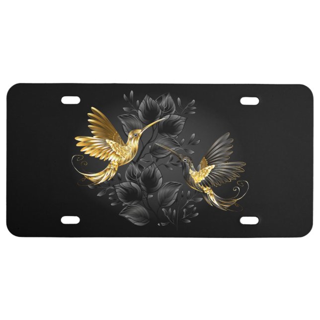 Black and Gold Hummingbird License Plate (Front)
