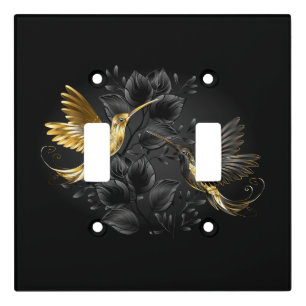 Black and Gold Hummingbird Light Switch Cover