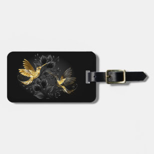 Black and Gold Hummingbird Luggage Tag