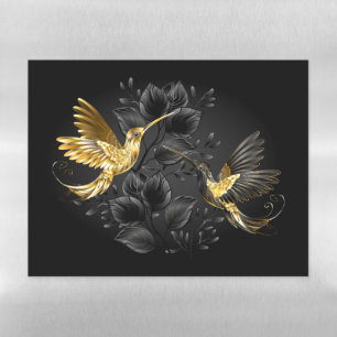 Black and Gold Hummingbird Magnetic Dry Erase Sheet