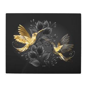 Black and Gold Hummingbird Metal Print