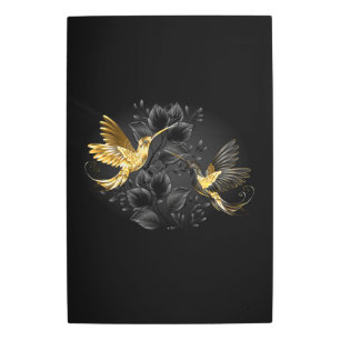 Black and Gold Hummingbird Metal Print