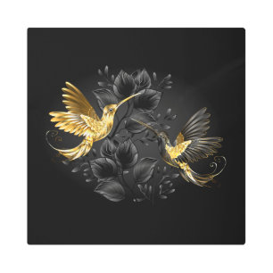 Black and Gold Hummingbird Metal Print