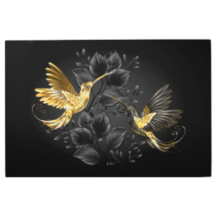 Black and Gold Hummingbird Metal Print