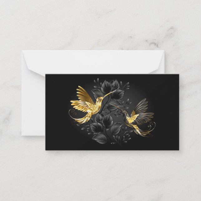 Black and Gold Hummingbird Note Card (Front)
