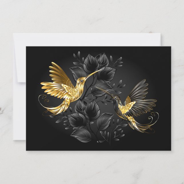 Black and Gold Hummingbird Note Card (Front)