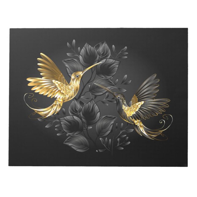 Black and Gold Hummingbird Notepad (Front)