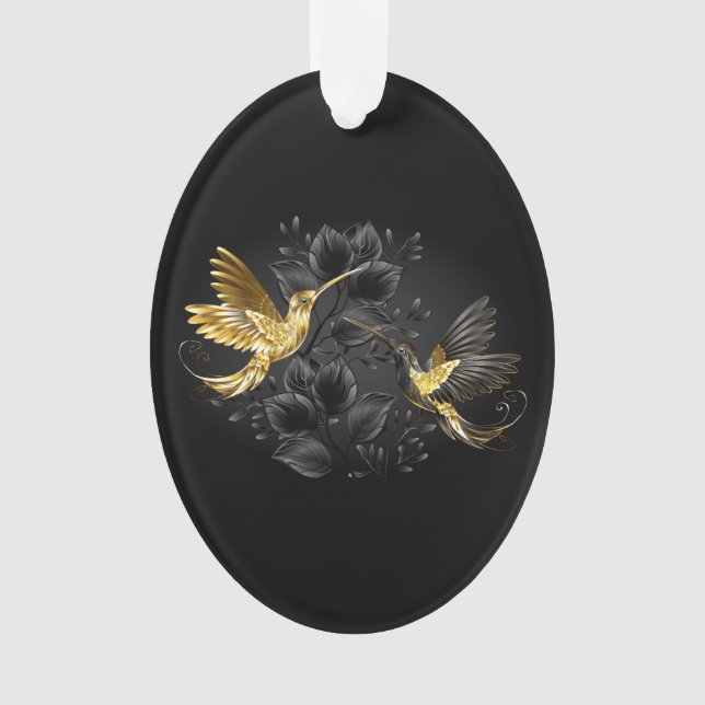 Black and Gold Hummingbird Ornament (Front)
