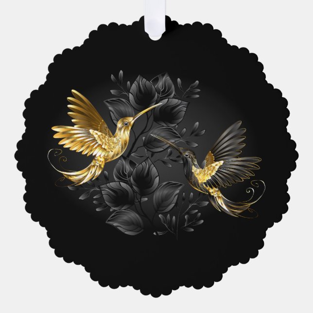 Black and Gold Hummingbird Ornament Card (Front)