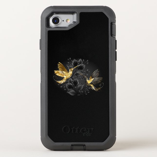 Black and Gold Hummingbird Otterbox iPhone Case (Back)