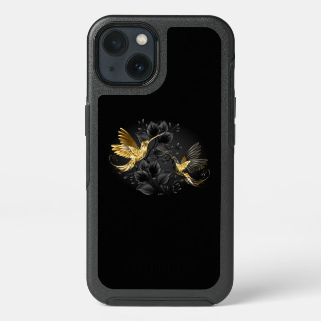 Black and Gold Hummingbird Otterbox iPhone Case (Back)