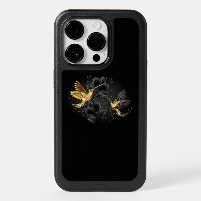 Black and Gold Hummingbird Otterbox iPhone Case (Back)