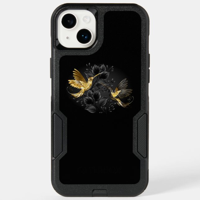 Black and Gold Hummingbird Otterbox iPhone Case (Back)