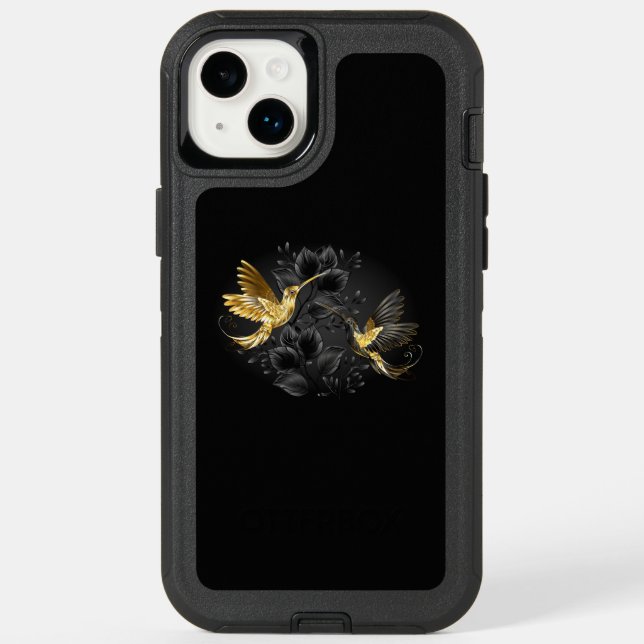 Black and Gold Hummingbird Otterbox iPhone Case (Back)