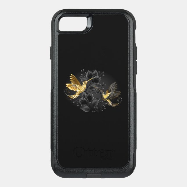 Black and Gold Hummingbird Otterbox iPhone Case (Back)