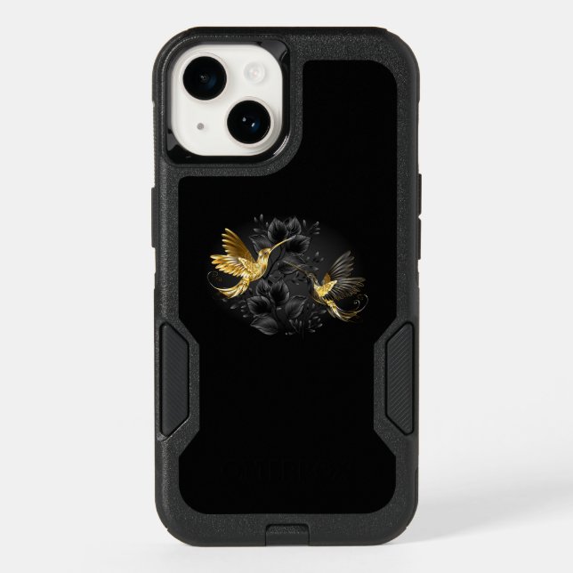 Black and Gold Hummingbird Otterbox iPhone Case (Back)
