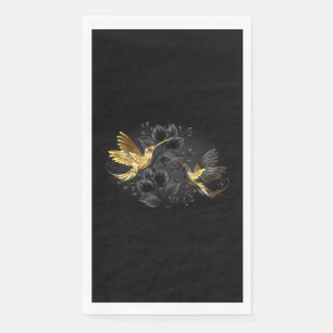 Black and Gold Hummingbird Paper Guest Towels