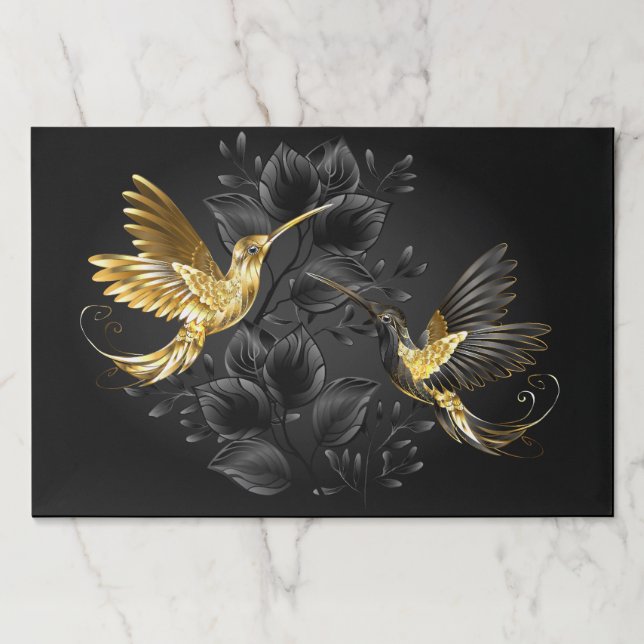 Black and Gold Hummingbird Paper Pad (Front)