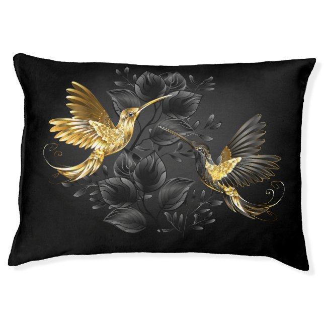 Black and Gold Hummingbird Pet Bed (Front)