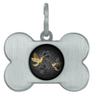 Black and Gold Hummingbird Pet ID Tag