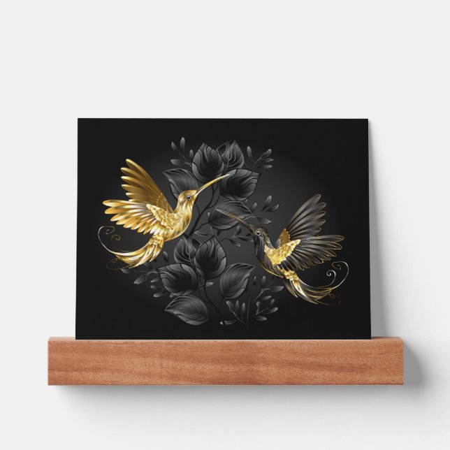 Black and Gold Hummingbird Picture Ledge (Front)