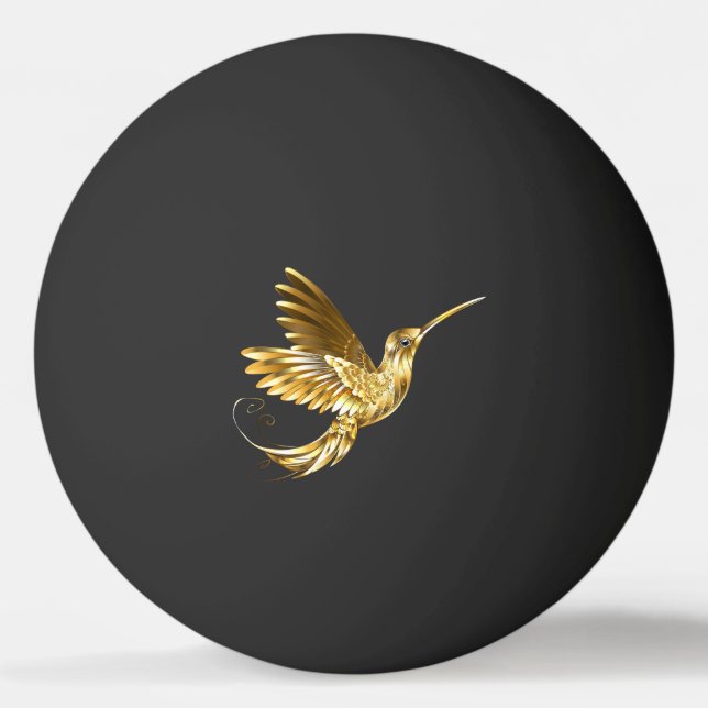 Black and Gold Hummingbird Ping Pong Ball (Front)