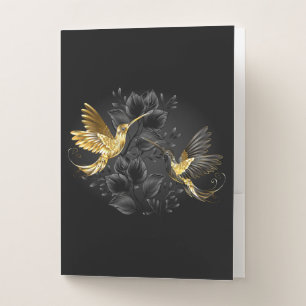 Black and Gold Hummingbird Pocket Folder