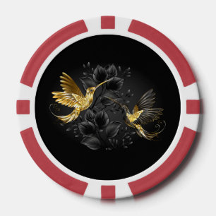 Black and Gold Hummingbird Poker Chips