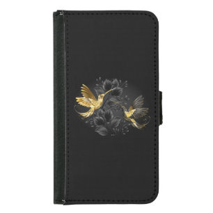 Black and Gold Hummingbird Samsung Galaxy S5 Wallet Case