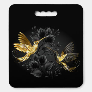 Black and Gold Hummingbird Seat Cushion