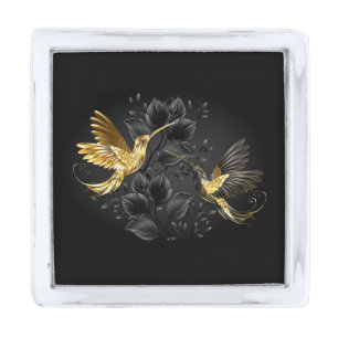 Black and Gold Hummingbird Silver Finish Lapel Pin