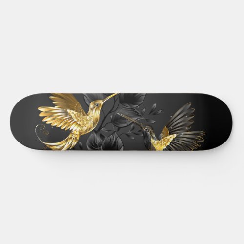 Black and Gold Hummingbird Skateboard