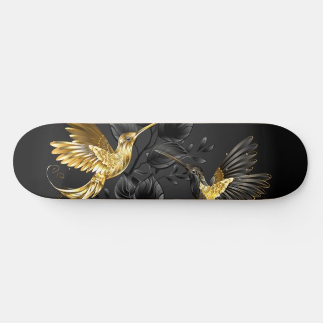 Black and Gold Hummingbird Skateboard (Horz)