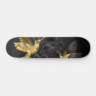 Black and Gold Hummingbird Skateboard